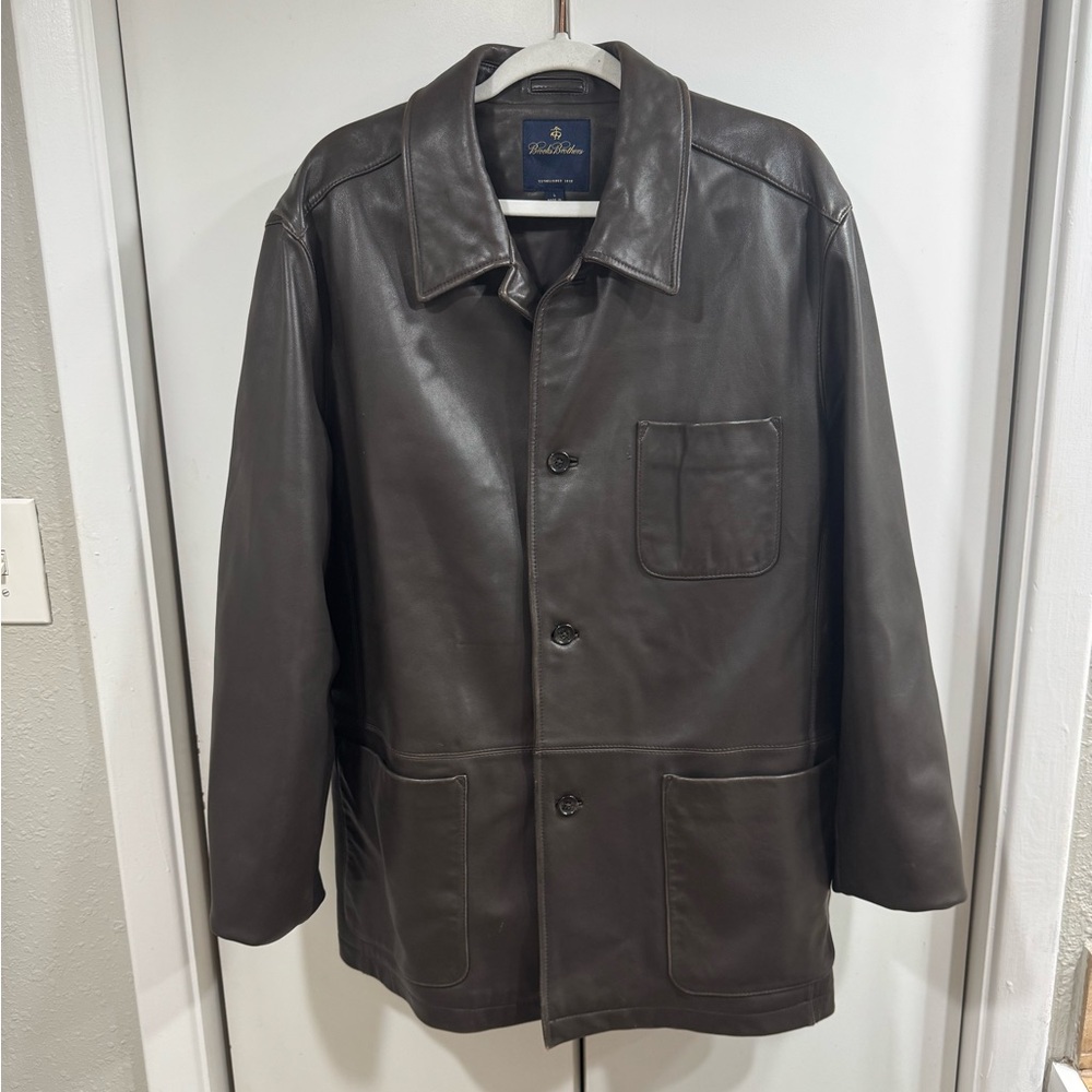 Brooks Brothers Brown Leather Coat
